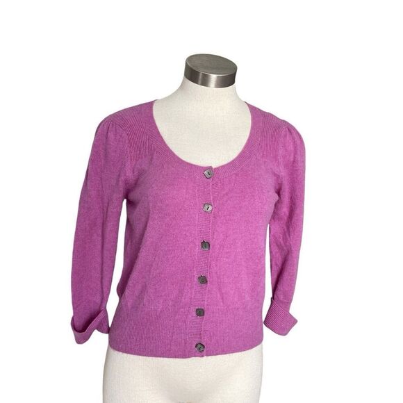 M&S Autograph Womens Cashmere Sweater Cardigan Orchid Purple Sz. M UK 12 - Picture 1 of 9